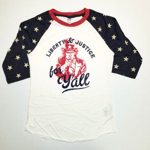 Liberty and Justice for Y'all Baseball Shirt