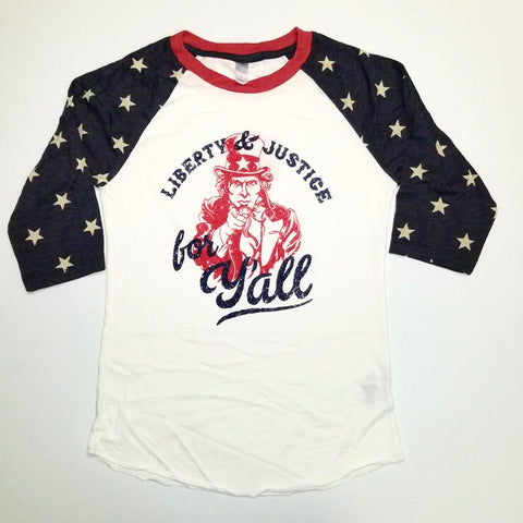 Liberty and Justice for Y'all Baseball Shirt